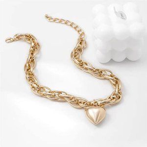 Large Heart Choker Statement Necklace Fashion Jewelry for Women